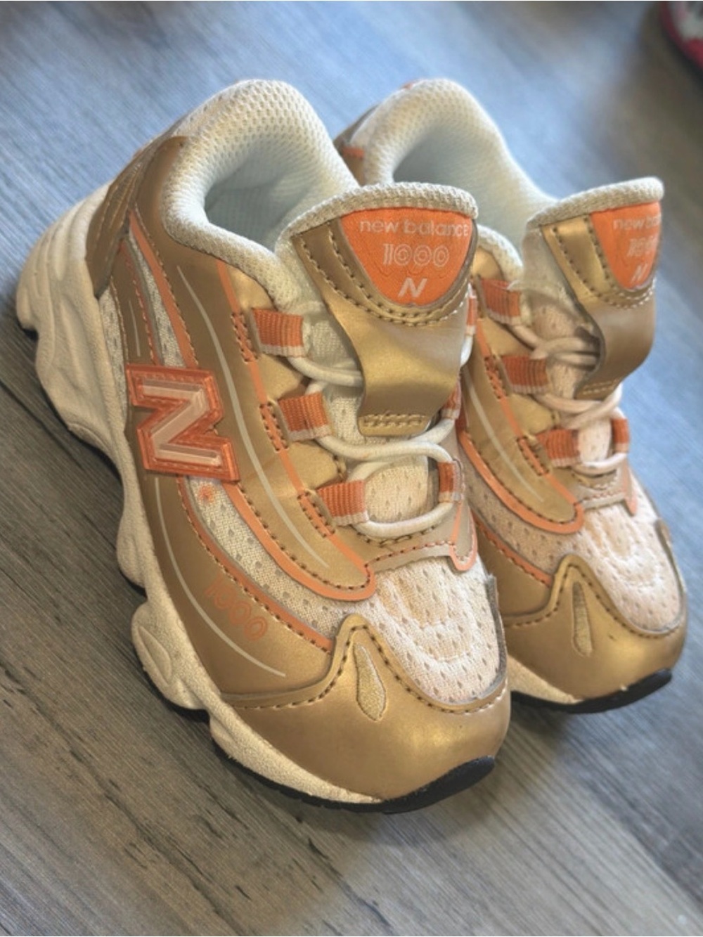 New Balance Kids Gold & Peach Athletic Sneakers